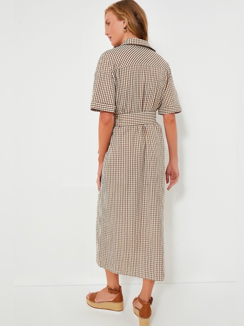 POMANDER PLACE Brown Gingham Seersucker Zacara Dress Tuckernuck - Picture 3 of 7